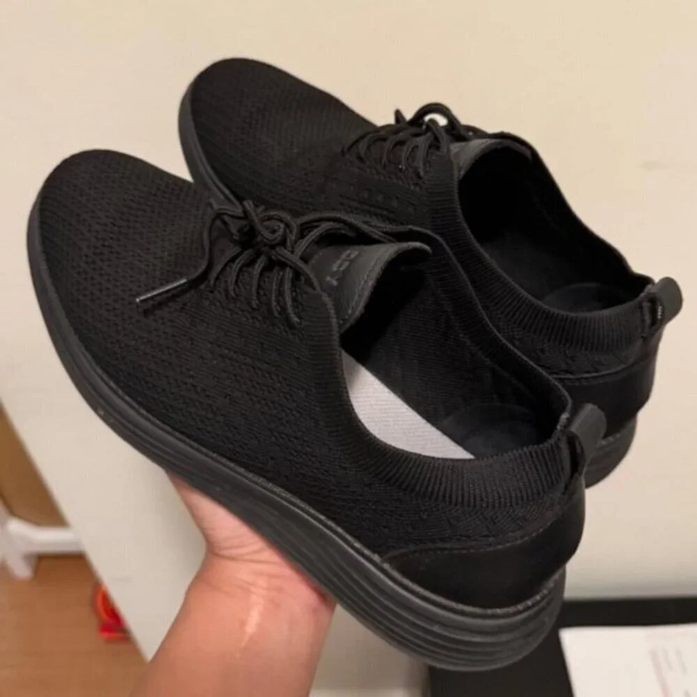 🆕VILOCY Men's All Black Casual Dress Oxfords Business Mesh Breathable Sneakers